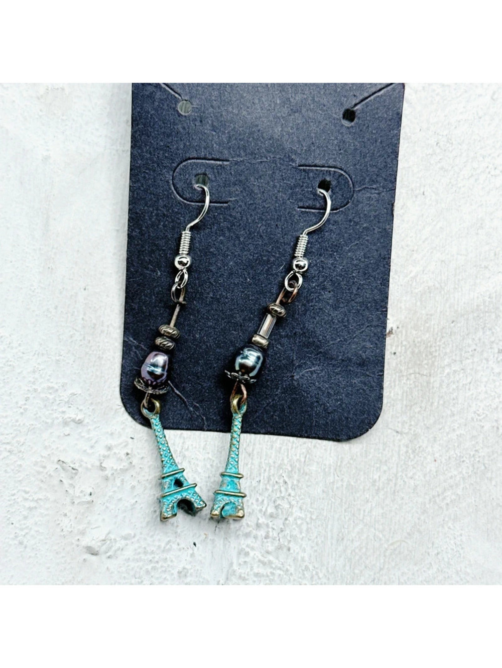 1388mc. Mint Eiffel Tower Earrings Dainty
